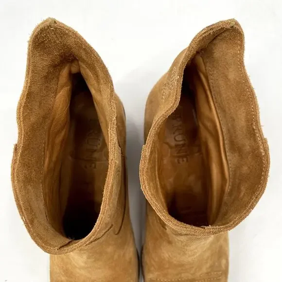 Prune Tan Suede Cowboy Booties